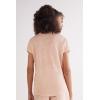 Woman’s The Pure Linen Short Sleeve V-Neck Top in Linen(Pink – Blushing Pink)
