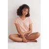 Woman’s The Pure Linen Short Sleeve V-Neck Top in Linen(Pink – Blushing Pink)