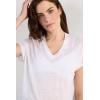 Woman’s The Pure Linen Short Sleeve V-Neck Top in Linen(White – White)