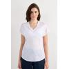 Woman’s The Pure Linen Short Sleeve V-Neck Top in Linen(White – White)