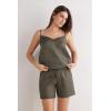 Woman’s The Pure Linen Shorts in Linen Fabric(Green – Safari Green)