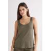 Woman’s The Pure Linen Tank Top in Linen(Green – Safari Green)
