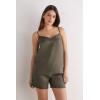 Woman’s The Pure Linen Top in Linen Fabric(Green – Safari Green)