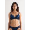 Woman’s Tiziana Wireless Plunge Triangle Bra in Silk and Lace(Blue – Intense Blue)