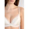 Woman’s Tiziana Wireless Plunge Triangle Bra in Silk and Lace(Ivory – Talc White)