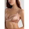 Woman’s Tiziana Wireless Plunge Triangle Bra in Silk and Lace(Natural – Satin Pink)