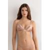 Woman’s Tiziana Wireless Plunge Triangle Bra in Silk and Lace(Natural – Satin Pink)