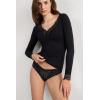 Woman’s Ultralight Cashmere Lace Long Sleeve Shirt(Black – Black)
