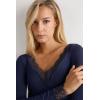 Woman’s Ultralight Cashmere Lace Long Sleeve Shirt(Blue – Intense Blue)