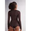 Woman’s Ultralight Cashmere Lace Long Sleeve Shirt(Brown – Brown)