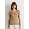 Woman’s Ultralight Cashmere Lace Long Sleeve Shirt(Brown – Toffee Brown)