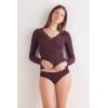 Woman’s Ultralight Cashmere Lace Long Sleeve Shirt(Burgundy – Dark Burgundy)