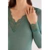 Woman’s Ultralight Cashmere Lace Long Sleeve Shirt(Green – Forest Green)