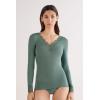 Woman’s Ultralight Cashmere Lace Long Sleeve Shirt(Green – Forest Green)