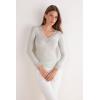 Woman’s Ultralight Cashmere Lace Long Sleeve Shirt(Grey – Light Grey Blend)