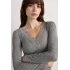 Woman’s Ultralight Cashmere Lace Long Sleeve Shirt(Grey – Medium Grey Mel)