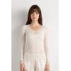 Woman’s Ultralight Cashmere Lace Long Sleeve Shirt(Ivory – Natural Vanilla)