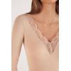 Woman’s Ultralight Cashmere Lace Long Sleeve Shirt(Natural – Honey Soft Beige)