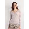 Woman’s Ultralight Cashmere Lace Long Sleeve Shirt(Natural – Shell Beige Mélange)