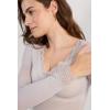 Woman’s Ultralight Cashmere Lace Long Sleeve Shirt(Pale Grey – Ice Grey)