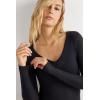Woman’s V-Neck top in Modal Ultralight with Cashmere(Black – Black)