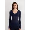 Woman’s V-Neck top in Modal Ultralight with Cashmere(Blue – Intense Blue)