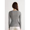 Woman’s V-Neck top in Modal Ultralight with Cashmere(Grey – Medium Grey Mel)