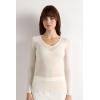 Woman’s V-Neck top in Modal Ultralight with Cashmere(Ivory – Natural Vanilla)