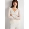 Woman’s V-Neck top in Modal Ultralight with Cashmere(Ivory – Natural Vanilla)