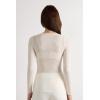 Woman’s V-Neck top in Modal Ultralight with Cashmere(Ivory – Natural Vanilla)