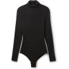 Woman’s High Collar Bodysuit in Modal Ultralight with Cashmere(Black – Black)