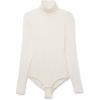 Woman’s High Collar Bodysuit in Modal Ultralight with Cashmere(Ivory – Natural Vanilla)