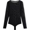 Woman’s Long Sleeve Bodysuit in Tulle(Black – Black)