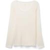 Woman’s Long Sleeve Scoop Neck Top in Ultralight Modal with Cashmere(Ivory – Natural Vanilla)
