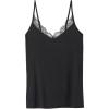 Woman’s Modal Ultralight Cashmere Blend Top with Lace(Black – Black)