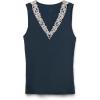 Woman’s Pretty Flower Modal and Lace Tank Top(Blue – Deep Blue/Vanilla)