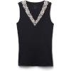Woman’s Pretty Flower Modal and Lace Tank Top(Multicolor – Black/Ivory)