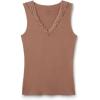 Woman’s Pretty Flower Modal and Lace Tank Top(Natural – Caramel Dark Beige)