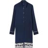 Woman’s Pretty Flower Open Front Nightshirt(Blue – Deep Blue/Vanilla)
