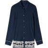 Woman’s Pretty Flowers Button Up Shirt in Modal(Blue – Deep Blue/Vanilla)