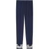 Woman’s Pretty Flowers Full Length Cuffed Modal Pants(Blue – Deep Blue/Vanilla)