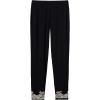 Woman’s Pretty Flowers Full Length Cuffed Modal Pants(Multicolor – Black/Ivory)