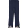 Woman’s Pretty Flowers Ruffled Full Length Modal Pants(Blue – Deep Blue/Vanilla)