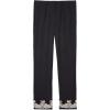 Woman’s Pretty Flowers Ruffled Full Length Modal Pants(Multicolor – Black/Ivory)