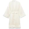 Woman’s Pretty Flowers Silk Kimono(Ivory – Powder White)
