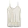 Woman’s Pretty Flowers Thin Strap Silk Tank Top(Ivory – Powder White)