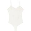 Woman’s Pretty Flowers Tulle and Lace Bodysuit(Ivory – Powder White)
