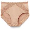Woman’s Semi-High Rise Cotton and Lace Panties(Natural – Honey Soft Beige)
