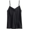 Woman’s Silk Satin Top with V-Neckline(Black – Black)