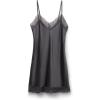 Woman’s Silk Slip with Lace Insert Detail(Gray – Titanium Grey)